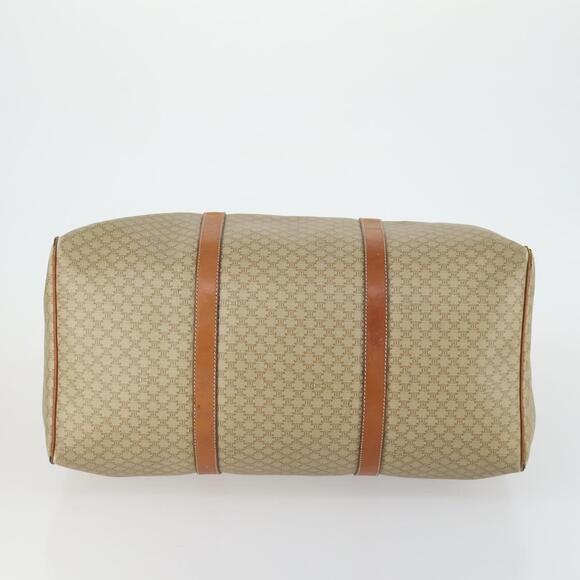 CELINE Macadam Canvas Boston Bag PVC Beige Gold Auth ki6249